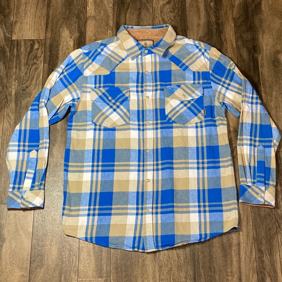 Legendary Whitetails Other - Legendary Whitetails Shirt Mens Large Blue Plaid Buck Camp Flannel Corduroy